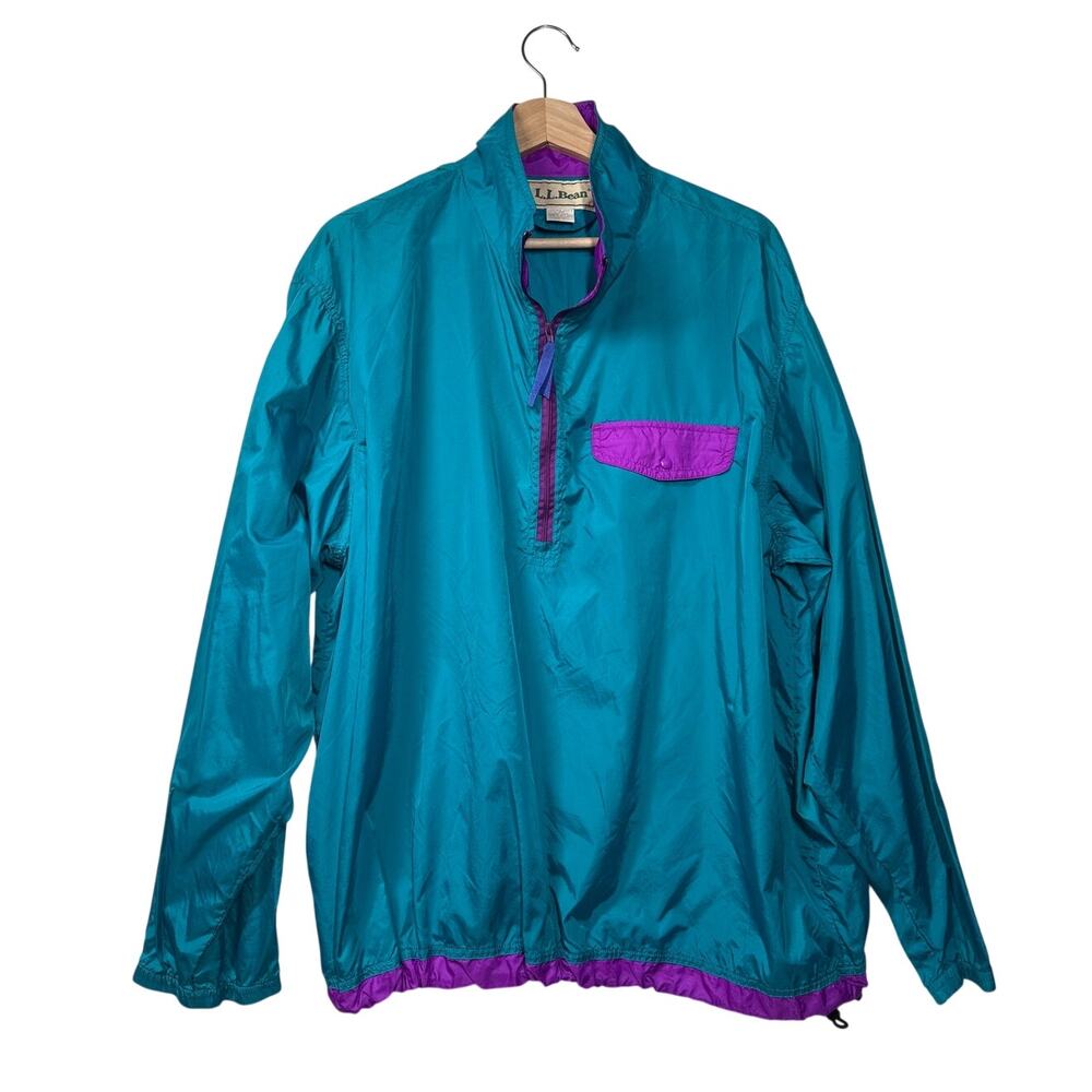 Vintage L.L. Bean Windbreaker Jacket 90s Lightweight Zip Up Nylon 1/4 Zip Sz L